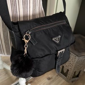 Prada, black nylon crossbody bag (100% authentic)